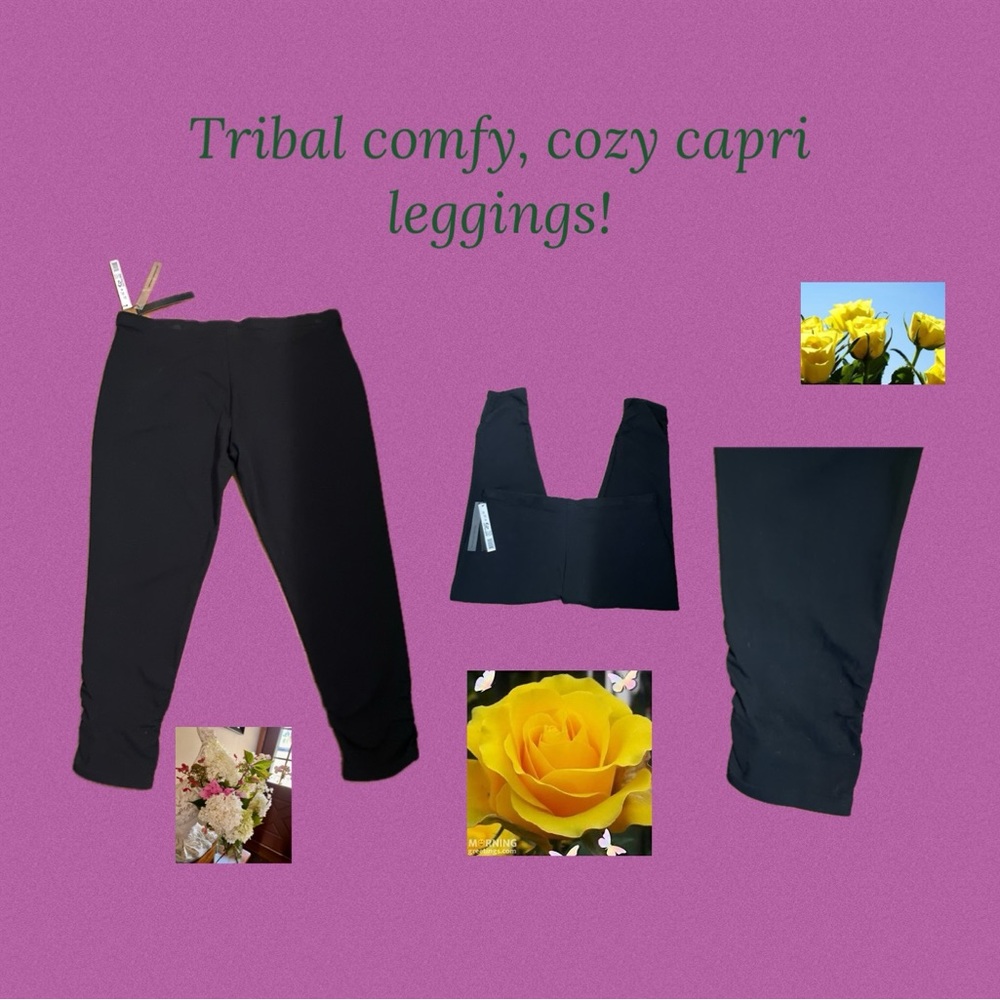 Tribal adorable capri legging w ruched bottom!